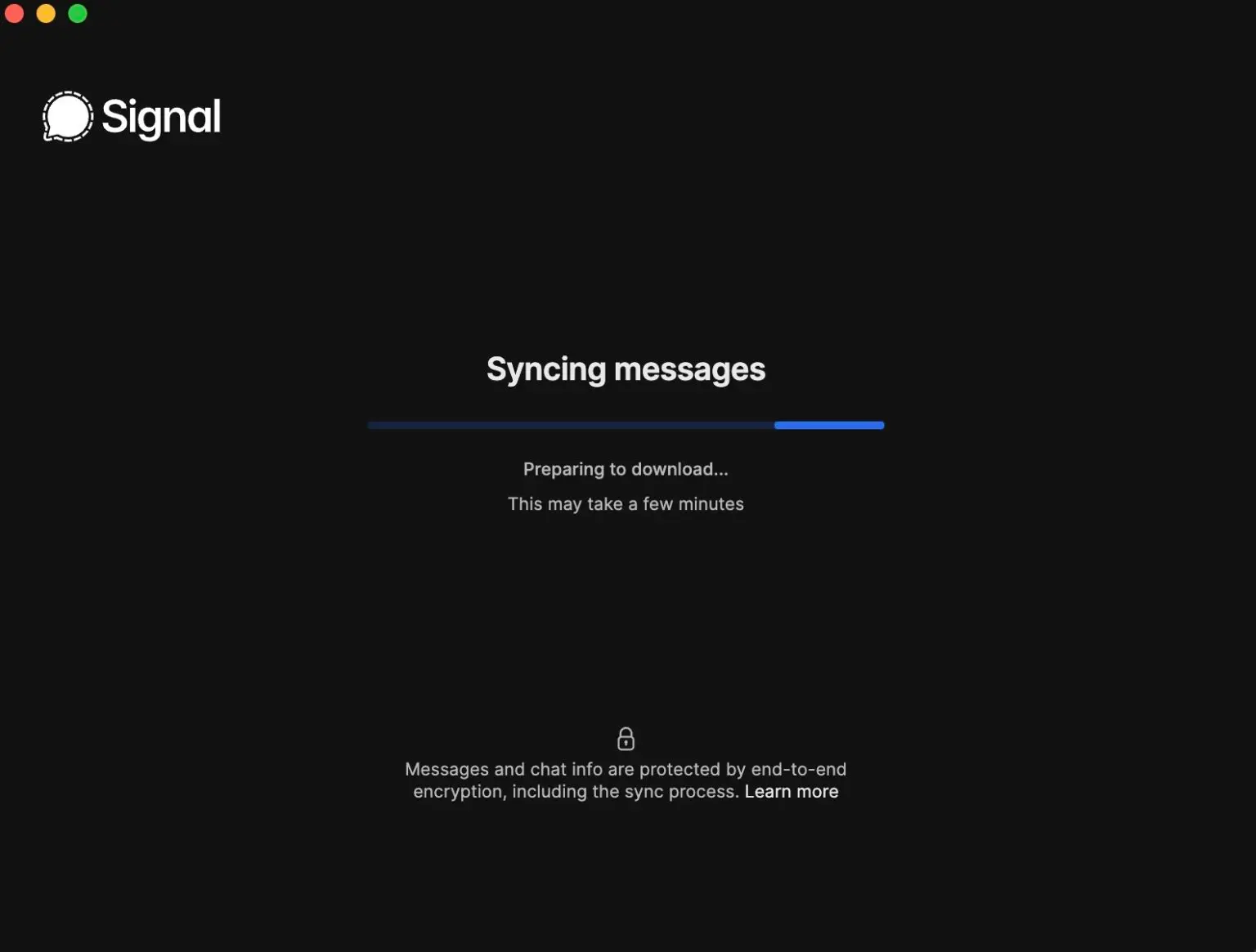 Signal Syncing Messages on iPhone